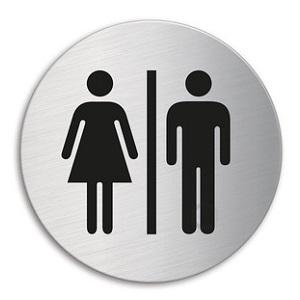 Skilt Rund Symbol 7036 WC Damer & Herrer Rs Ø60mm