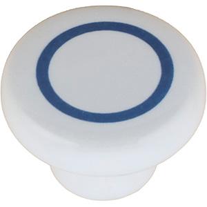 Møbelknop   Blå Ring Hvid Porc  34mm