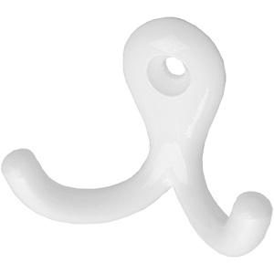 Håndklædekrog 2 Kroge m/1 skruehul Hvid Alu 37x29x50mm