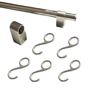 Køkkenstang m/5 Kroge NiS Ø16x600mm