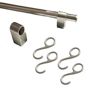 Køkkenstang m/4 Kroge NiS Ø16x400mm