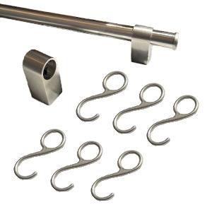 Køkkenstang m/6 Kroge NiS Ø16x800mm