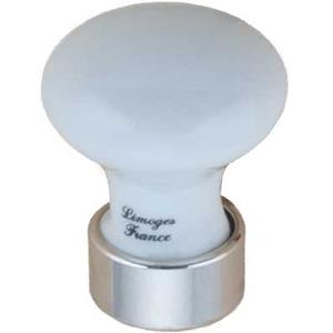 Møbelknop 135 m/tekst Hvid Porc Kr 35mm