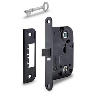 Mellemdørlås 2014 inkl. slutblik & nøgle Sort RAL 9005 D45